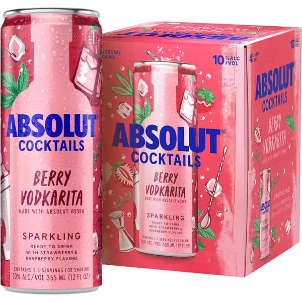 Absolut Berry Vodkarita Sparkling Cocktail 4x355 mL Cans