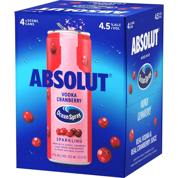 Absolut Ocean Spray Cranberry Vodka Cocktail 4x355 mL Cans
