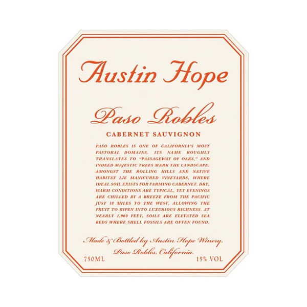 Austin Hope Cabernet Sauvignon Paso Robles 2020