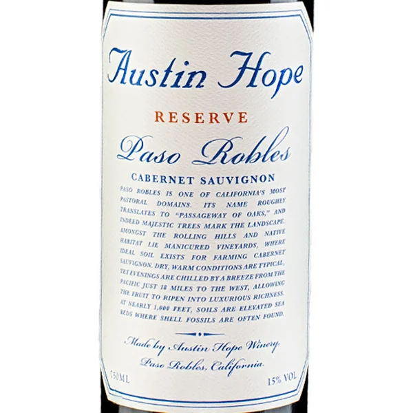 Austin Hope Cabernet Sauvignon Reserve Paso Robles 2018