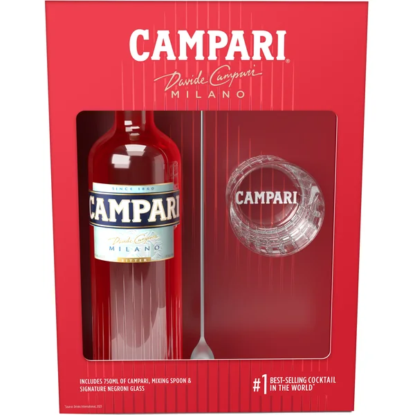 Campari Aperitivo Liqueur with Negroni Cocktail Kit