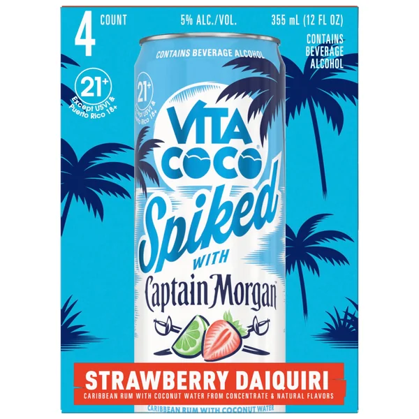 Captain Morgan and Vita Coco Strawberry Daiquiri Cocktail 4x355 mL Cans