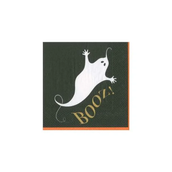 Caspari Halloween Cocktail Napkin • Booz Ghost