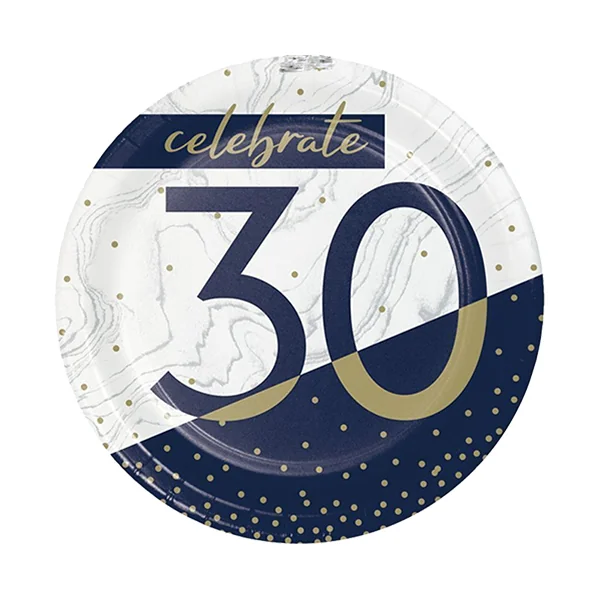Cc • Plates 7in Milestone 30th Navy & Gold