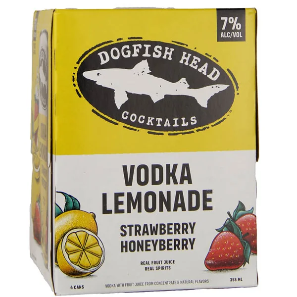 Dogfish Head Distilling Company Strawberry and Honeyberry Vodka Lemonade 4 Pack / 4-355mL