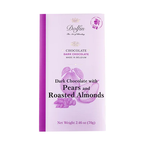 Dolfin Chocolate Bar • Dark with Pear & Roasted Almond
