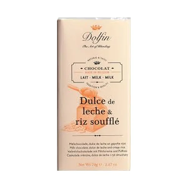 Dolfin Chocolate Bar • Milk with Dulce De Leche & Rice