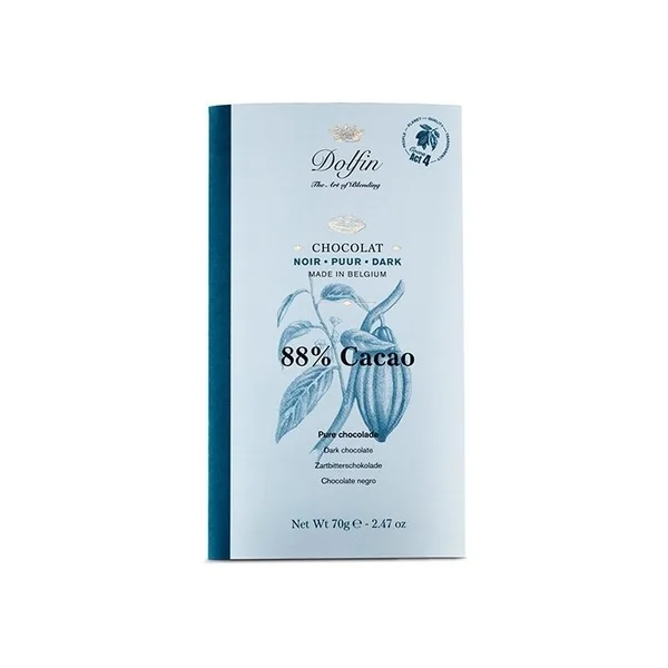 Dolfin Extra Dark Chocolate Bar 88% Cocoa Candy Bar