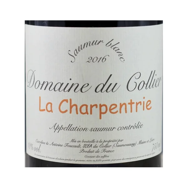 Domaine du Collier Saumur Blanc La Charpentrie 2016