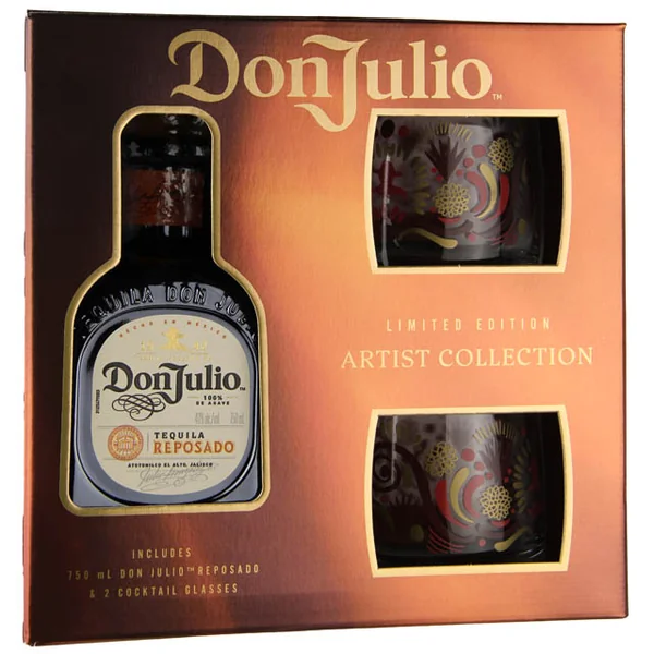 Don Julio Reposado Gift Set with 2 Cocktail Glasses / 750 ml