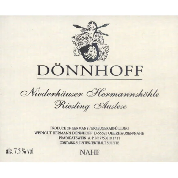 Dönnhoff Riesling GK Auslese Niederhäuser Hermannshöhle Auction 2019 375ml