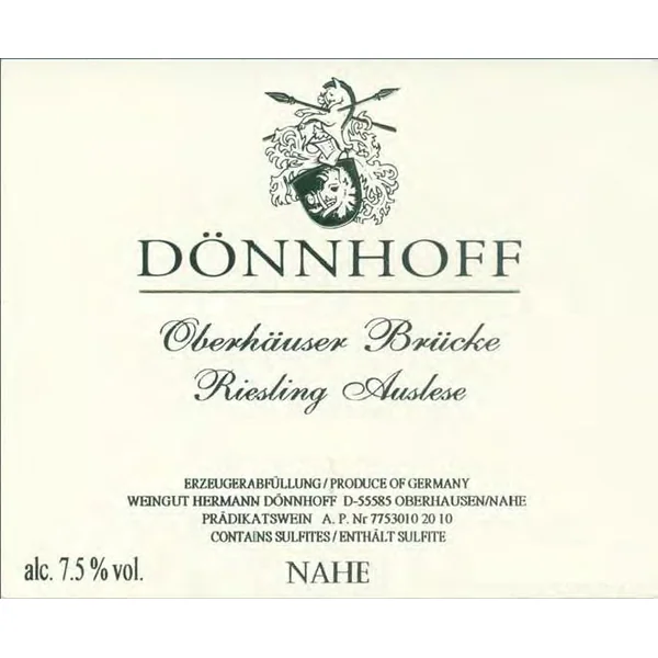 Dönnhoff Riesling GK Auslese Oberhäuser Brücke #14 Auction 2016