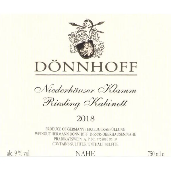 Dönnhoff Riesling Kabinett Niederhäuser Klamm 2018