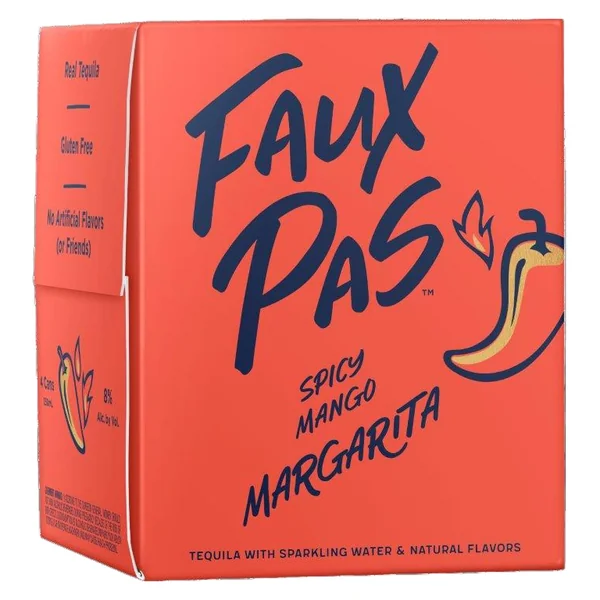 Faux Pas Spicy Mango Margarita Cocktail 4x250 mL Cans