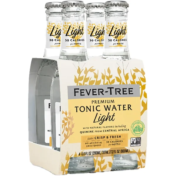 Fever Tree Tonic Water Light Nonalcoholic 4x200 mL Bottles