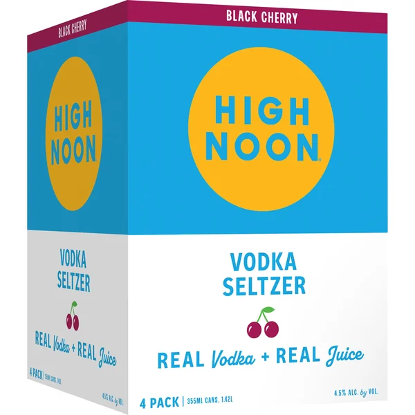 High Noon Black Cherry Vodka Hard Seltzer 4x355 mL Cans