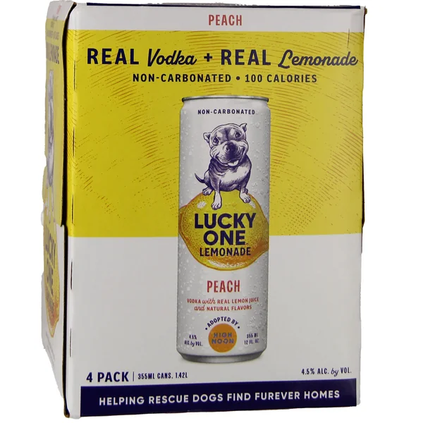 High Noon Lucky One Lemonade Peach 4 Pack / 4-355mL
