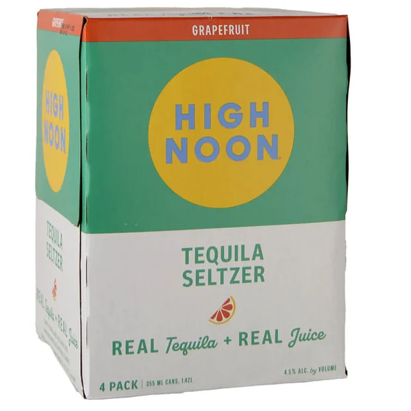 High Noon Tequila Seltzer Grapefruit 4 Pack Cans / 4-355mL