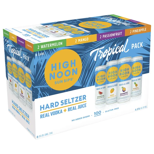 High Noon Vodka Hard Seltzer 8x355 mL Cans Tropical Variety Pack