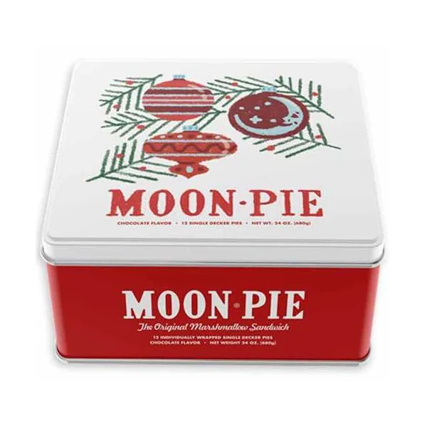 Holiday • Moon Pies Single Decker- Chocolate Ornament Tin 12ct