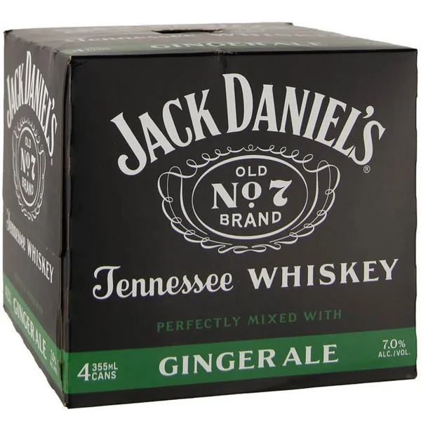 Jack Daniel's Tennessee Whiskey and Ginger Ale 4 Pk / 4-355mL