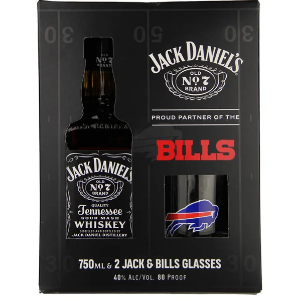 Jack Daniel's Tennessee Whiskey Gift Set with 2 Jack & Bills Glasses / 750 ml