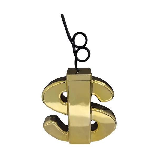Kheper • Dollar Sign Sipper Cup W.straw Gold Plstc