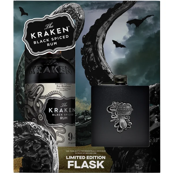Kraken Black Spiced Rum with Flask Gift Set