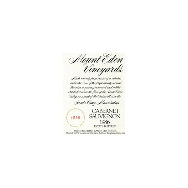 Mount Eden Cabernet Sauvignon Santa Cruz Mountains 1986