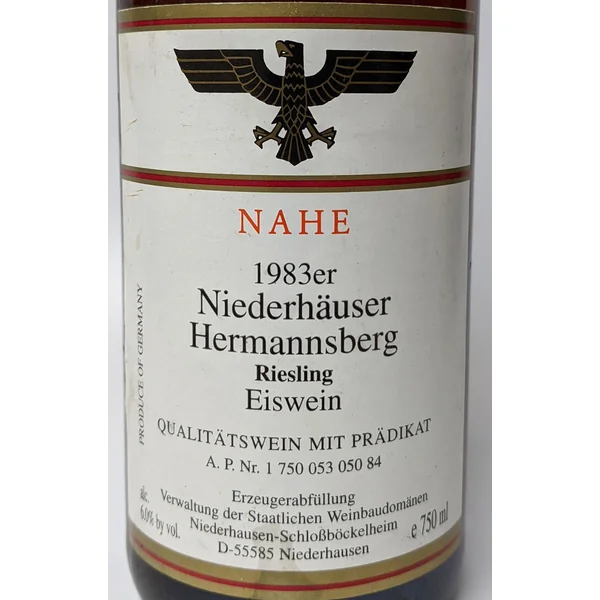 Niedersachsen-Schlossbockelheim Riesling Eiswein Hermannsberg #50 1983