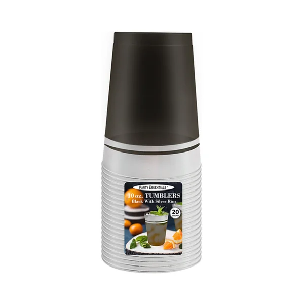 Party Essentials • Tall Tumbler 10oz Black / Silver