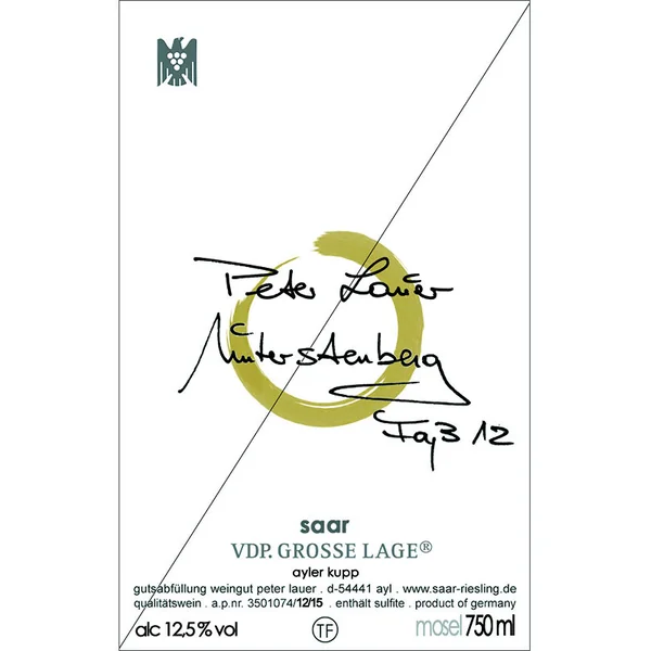 Peter Lauer Riesling Ayler Kupp Unterstenberg Fass 12 2020