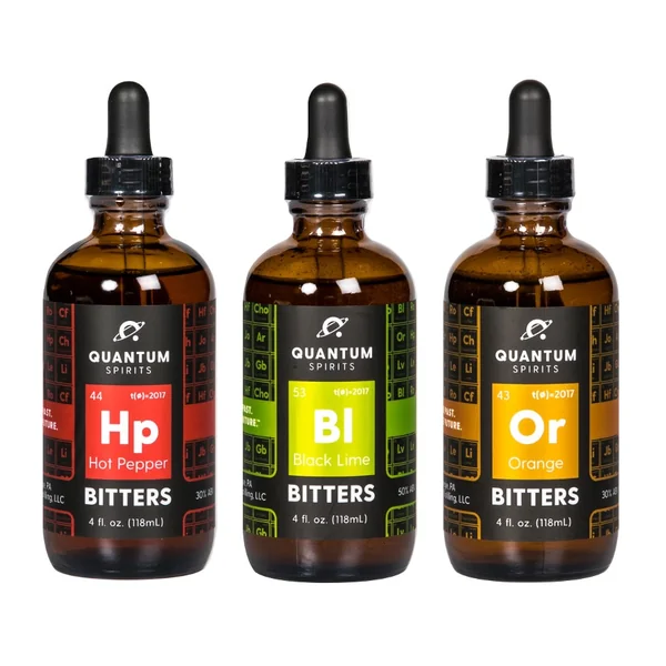 Quantum Spirits Hot Pepper Black Lime and Orange Bitters Set 3x118 mL