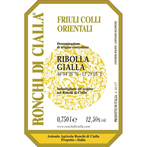 Ronchi di Cialla Ribolla Gialla Friuli Colli Orientali 2020