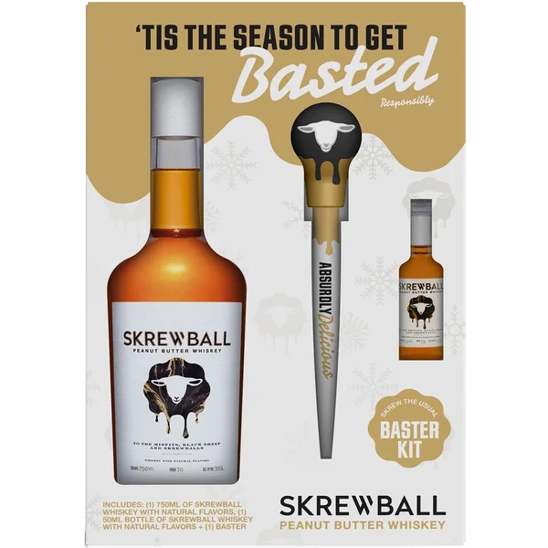 Skrewball Peanut Butter Whiskey Gift Set with Baster and 50 mL Skrewball Peanut Butter Whiskey