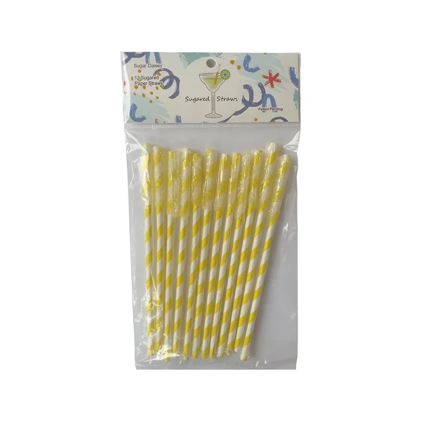 Sugared Paper Straw • Yellow & White Striped