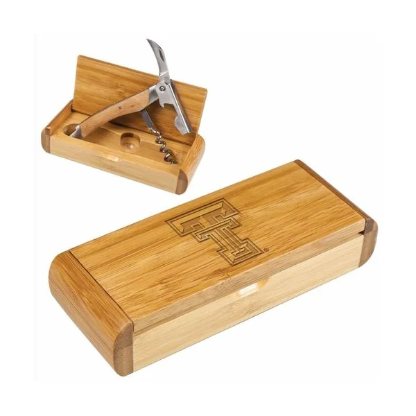 Texas Tech Deluxe Elan Corkscrew & Bamboo Box Gift Set