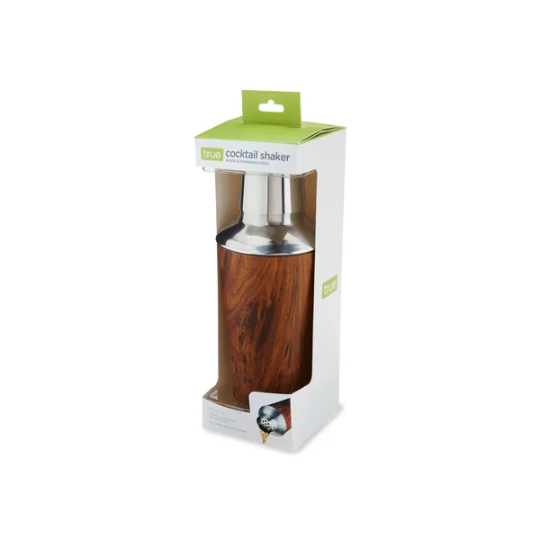 True • Cocktail Shaker Wood Finish Stainless Steel