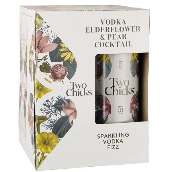 Two Chicks Sparkling Vodka Pear and Elderflower Cocktail 4 Pack Can / 4-355mL