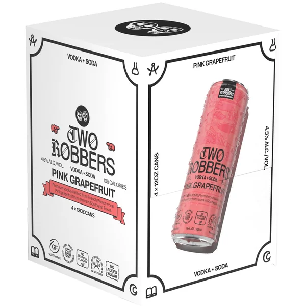 Two Robbers Pink Grapefruit Vodka Soda 4x355 mL Cans