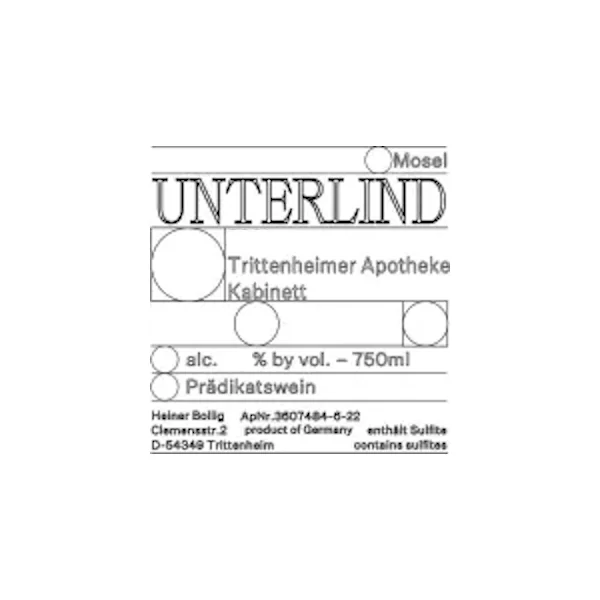 Unterlind Riesling Kabinett Trittenheimer Apotheke 2021 750ml