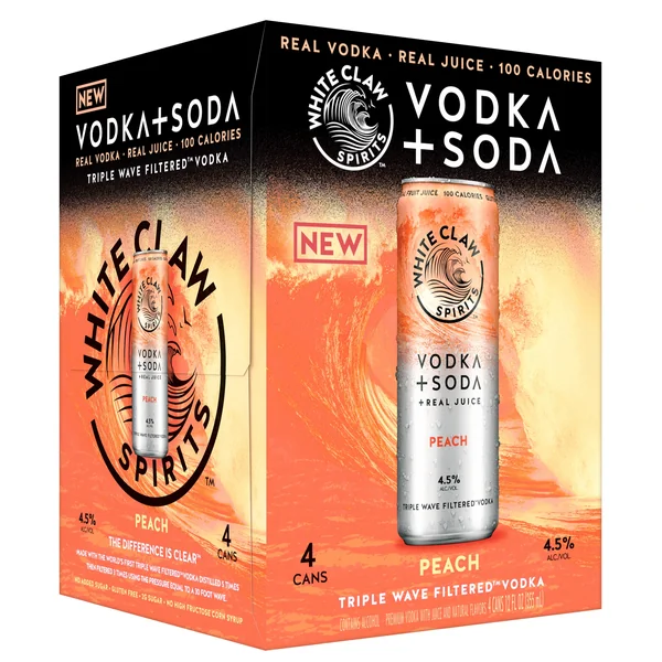 White Claw Spirits Peach Vodka Soda 4x355 mL Cans