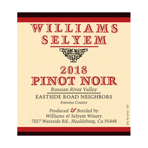 Williams-Selyem Pinot Noir RRV Eastside Road Neighbors 2018