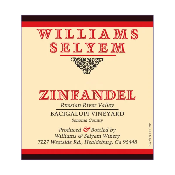 Williams-Selyem Zinfandel Russian River Valley Bacigalupi Vyd. 2019
